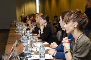 Women participating in a debate in Colombia