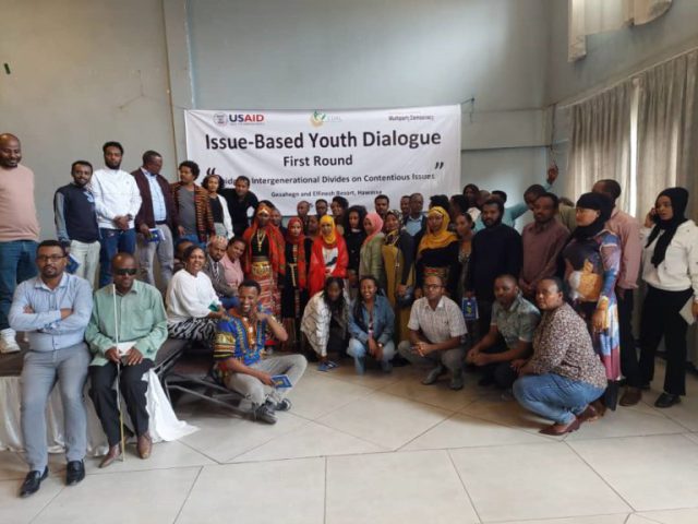 A group photo taken at the first round of intergenerational dialogues in Ethiopia